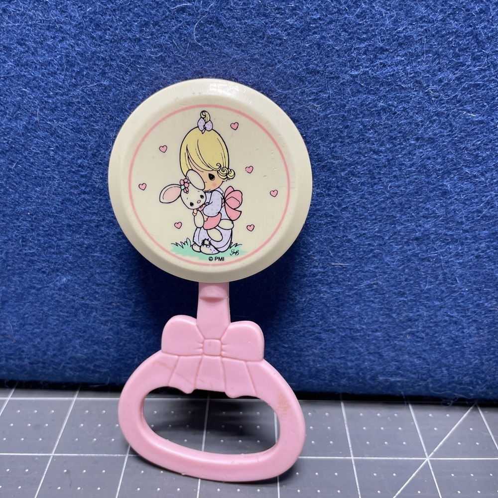 Precious Moments Pink Rattle Handle‎ Girl Rabbit Vintage